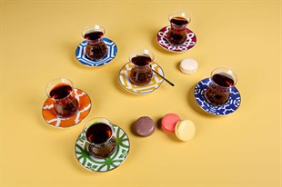 Porland Morocco Karışık Renk Çay Bardak Takımı 12 Parça